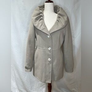 Civas Women's Elegant Beige-Gray Pea Coat